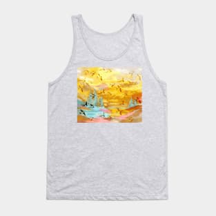 Abstract Landscape with Swallows at Sunset Tank Top